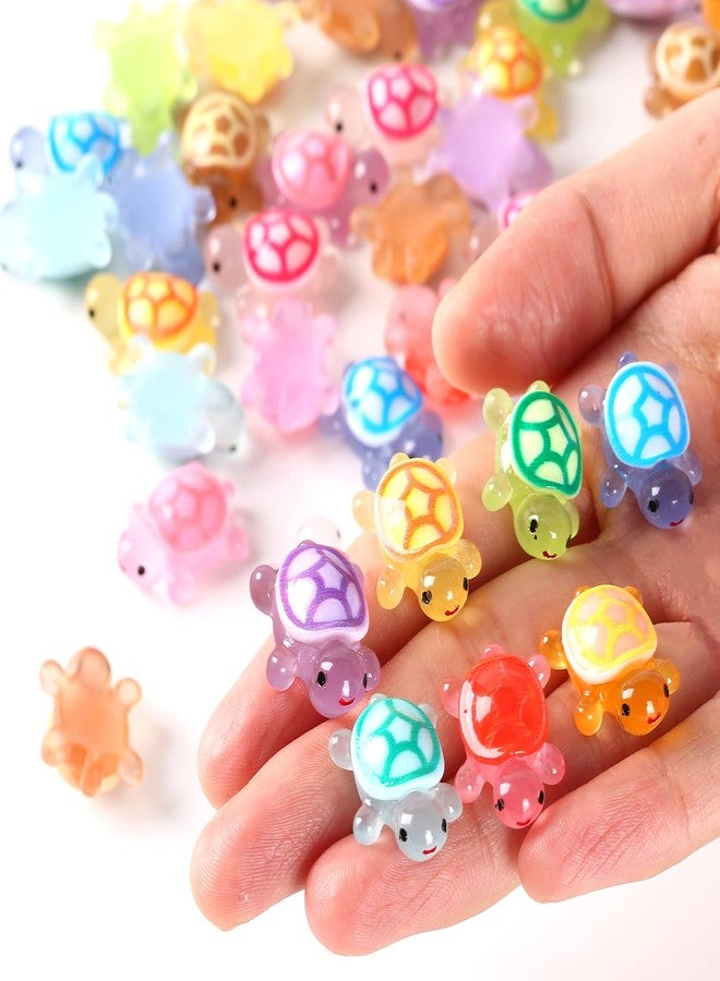 ysofun 70PCS Luminous Mini Resin Turtles, Resin Animals, Mini Turtles, Marine Craft Decoration, Suitable for Decoration of Gardens, Parties, Miniature Landscapes (Rainbow 7 Colors) - Image 1